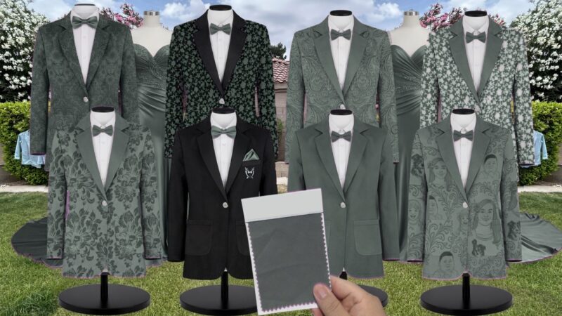 Agave Paisley Suit and Tuxedo – Exact Color Match for Bella Bridesmaids Agave Wedding Dresses