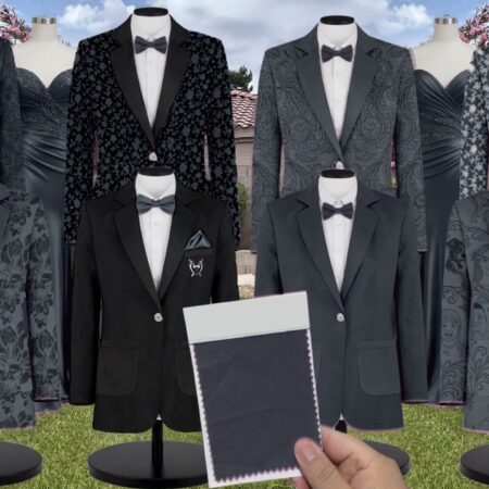Caspian Sea Paisley Suit and Tuxedo – Exact Color Match for Bella Bridesmaids Wedding Dresses