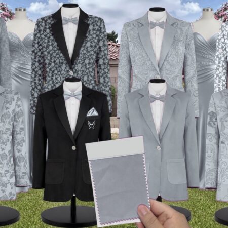 Caspian Sea White Vines Suit and Tuxedo – Exact Color Match for Bella Bridesmaids Bridesmaid Dresses