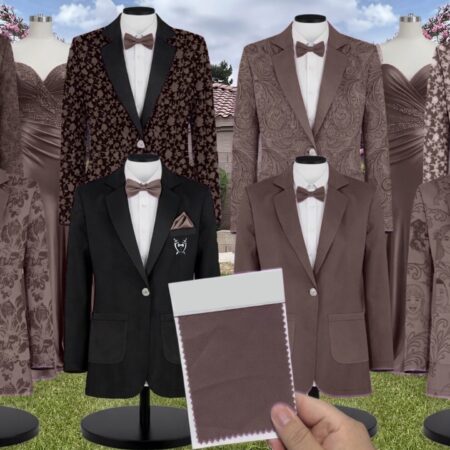 Mousse Paisley Suit and Tuxedo – Exact Color Match for Bella Bridesmaids Wedding Dresses