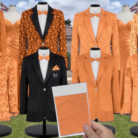Apricot Chiffon Suit and Tuxedo – Exact Color Match for Birdy Grey Bridesmaid Dresses