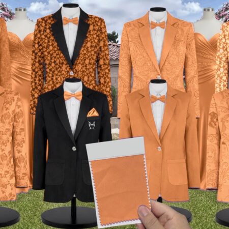 Apricot Matte Satin Suit and Tuxedo – Exact Color Match for Birdy Grey Bridesmaid Dresses