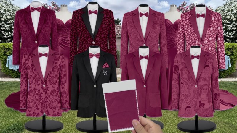 Berry Luxe Stretch Knit Suit and Tuxedo – Exact Color Match for Birdy Grey Bridesmaid Dresses