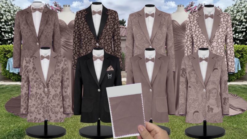Blush Pink Paisley Suit and Tuxedo – Exact Color Match for Birdy Grey Bridesmaid Dresses (Copy)