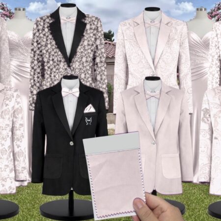 Blush Pink White Vines Suit and Tuxedo – Exact Color Match for Birdy Grey Bridesmaid Dresses