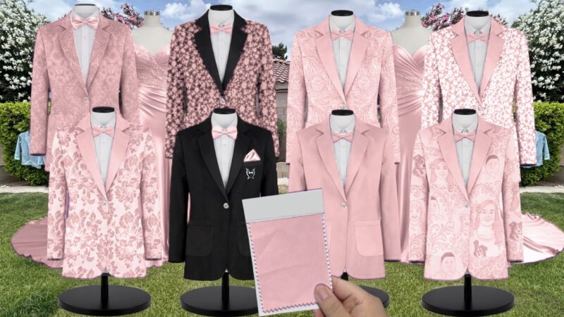 Bubblegum Pink Chiffon Suit and Tuxedo – Exact Color Match for Birdy Grey Bridesmaid Dresses