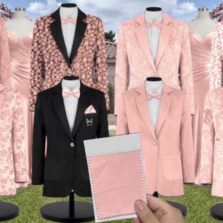 Bubblegum Pink Luxe Stretch Knit Suit and Tuxedo – Exact Color Match for Birdy Grey Bridesmaid Dresses