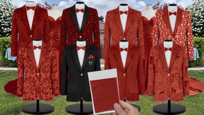 Burnt Orange Velvet Suit and Tuxedo – Exact Color Match for Birdy Grey Bridesmaid Dresses