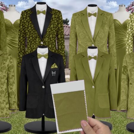 Cactus Matte Satin Suit and Tuxedo – Exact Color Match for Birdy Grey Bridesmaid Dresses