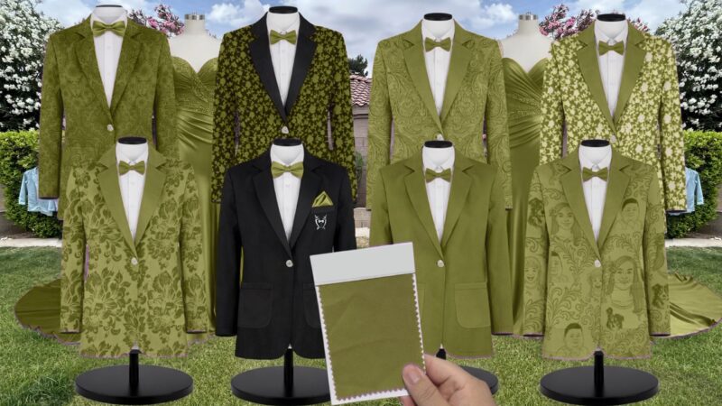 Cactus Matte Satin Suit and Tuxedo – Exact Color Match for Birdy Grey Bridesmaid Dresses