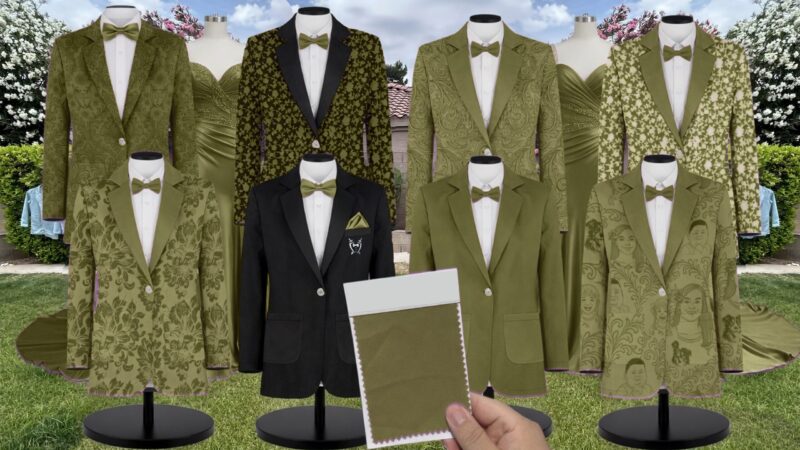 Chartreuse Paisley Suit and Tuxedo – Exact Color Match for Birdy Grey Bridesmaid Dresses