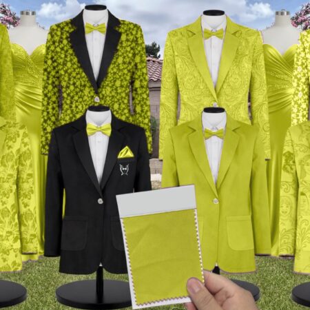Chartreuse Matte Satin Suit and Tuxedo – Exact Color Match for Birdy Grey Bridesmaid Dresses