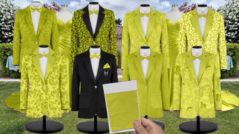 Chartreuse Matte Satin Suit and Tuxedo – Exact Color Match for Birdy Grey Bridesmaid Dresses