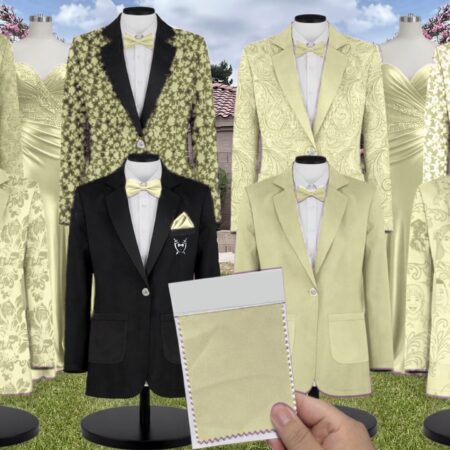 Chartreuse White Vines Suit and Tuxedo – Exact Color Match for Birdy Grey Bridesmaid Dresses