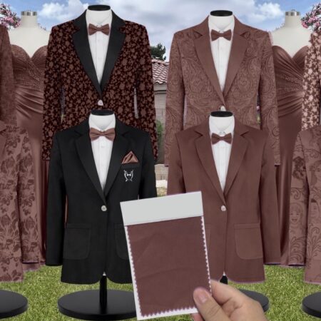 Chocolate Brown Chiffon Suit and Tuxedo – Exact Color Match for Birdy Grey Bridesmaid Dresses