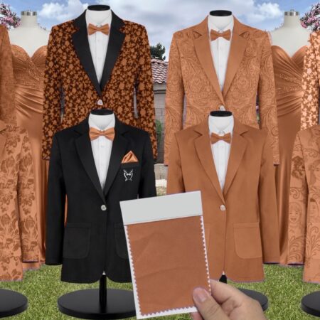 Copper Matte Satin Suit and Tuxedo – Exact Color Match for Birdy Grey Bridesmaid Dresses