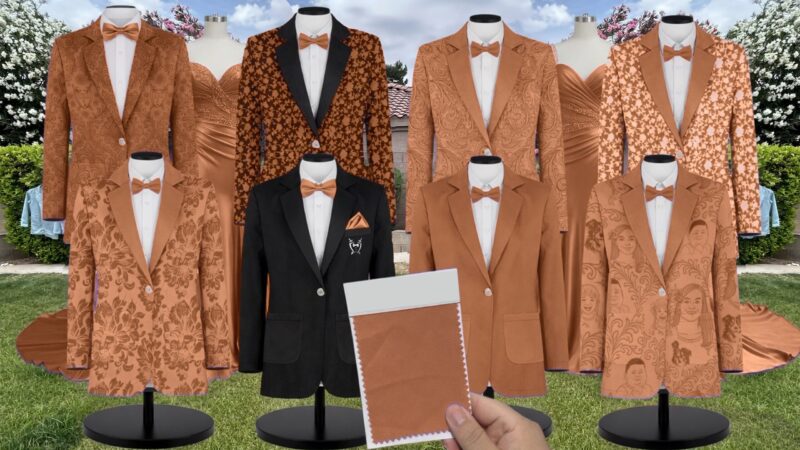 Copper Matte Satin Suit and Tuxedo – Exact Color Match for Birdy Grey Bridesmaid Dresses
