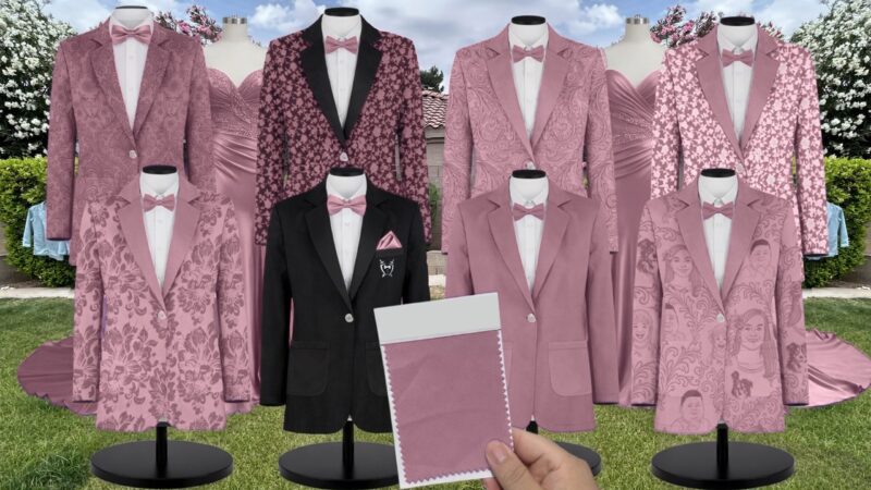 Dark Mauve Chiffon Suit and Tuxedo – Exact Color Match for Birdy Grey Bridesmaid Dresses