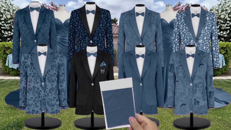 Dark Teal Chiffon Suit and Tuxedo – Exact Color Match for Birdy Grey Bridesmaid Dresses