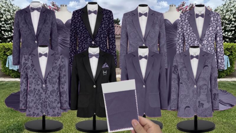 Dusk Blue Chiffon Suit and Tuxedo – Exact Color Match for Birdy Grey Bridesmaid Dresses