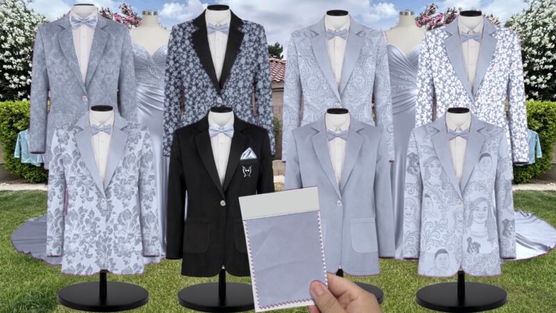 Dusty Blue Chiffon Suit and Tuxedo – Exact Color Match for Birdy Grey Bridesmaid Dresses