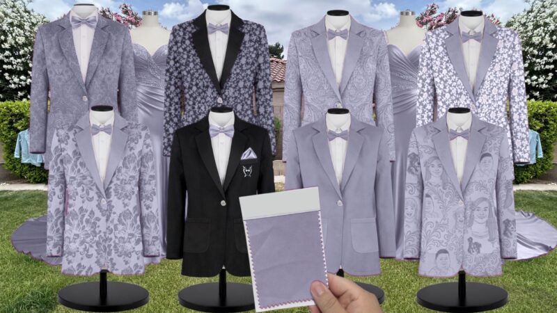 Dusty Blue Crepe Suit and Tuxedo – Exact Color Match for Birdy Grey Bridesmaid Dresses