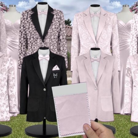 Dusty Pink Peonies Chiffon Suit and Tuxedo – Exact Color Match for Birdy Grey Bridesmaid Dresses