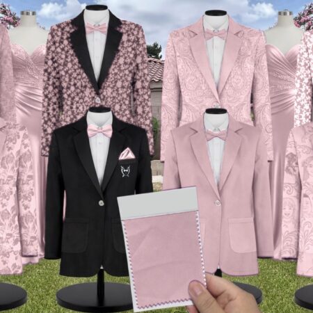 English Rose Matte Satin Suit and Tuxedo – Exact Color Match for Birdy Grey Bridesmaid Dresses