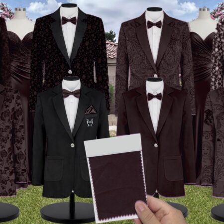Espresso Velvet Suit and Tuxedo – Exact Color Match for Birdy Grey Bridesmaid Dresses