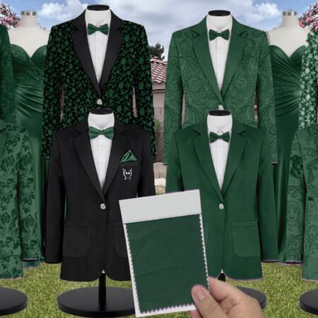Forest Green Chiffon Suit and Tuxedo – Exact Color Match for Birdy Grey Bridesmaid Dresses