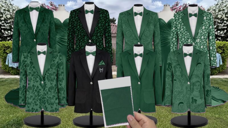 Forest Green Matte Satin Suit and Tuxedo – Exact Color Match for Birdy Grey Bridesmaid Dresses
