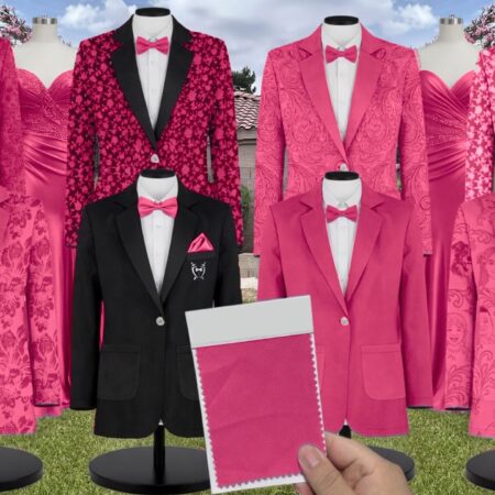 Fuchsia Chiffon Suit and Tuxedo – Exact Color Match for Birdy Grey Bridesmaid Dresses