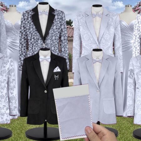 Ice Blue Chiffon Suit and Tuxedo – Exact Color Match for Birdy Grey Bridesmaid Dresses
