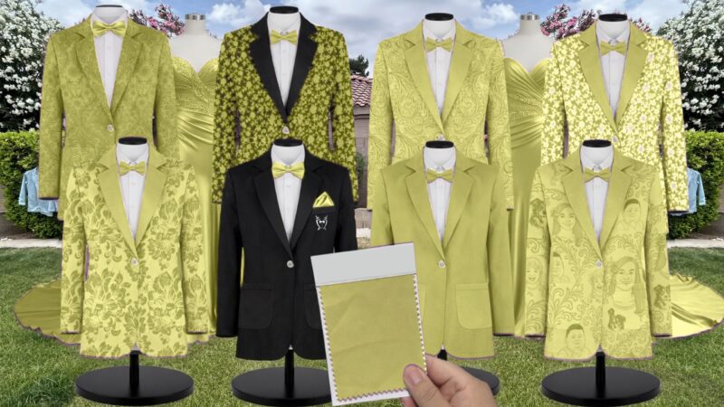 Matcha Luxe Stretch Knit Suit and Tuxedo – Exact Color Match for Birdy Grey Bridesmaid Dresses