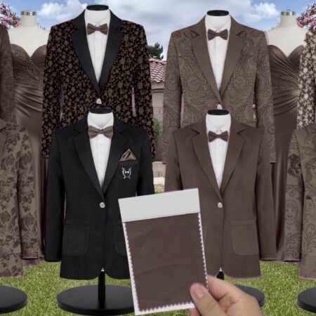 Mocha Paisley Suit and Tuxedo – Exact Color Match for Birdy Grey Bridesmaid Dresses