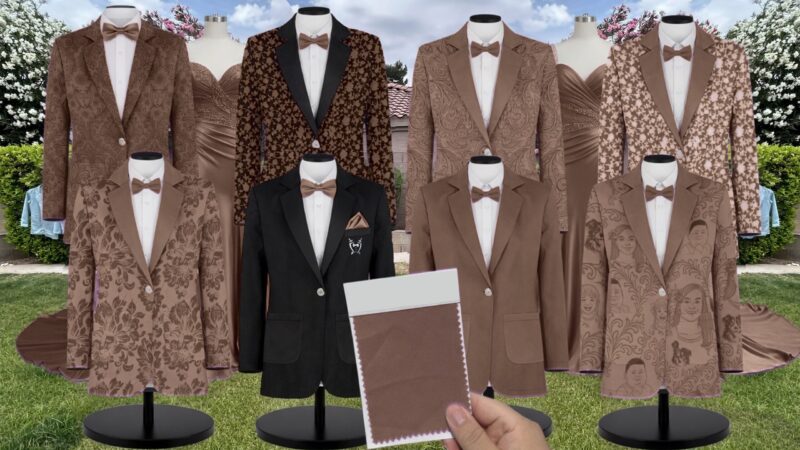 Mocha Matte Satin Suit and Tuxedo – Exact Color Match for Birdy Grey Bridesmaid Dresses
