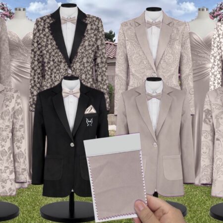 Mocha White Vines Suit and Tuxedo – Exact Color Match for Birdy Grey Bridesmaid Dresses