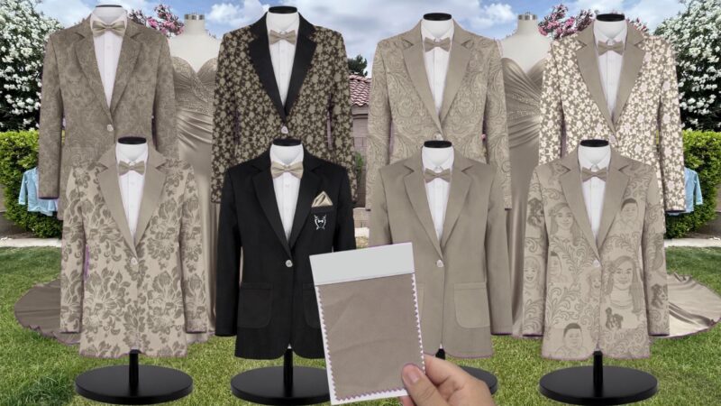 Moss Green Shiny Satin Suit and Tuxedo – Exact Color Match for Birdy Grey Bridesmaid Dresses