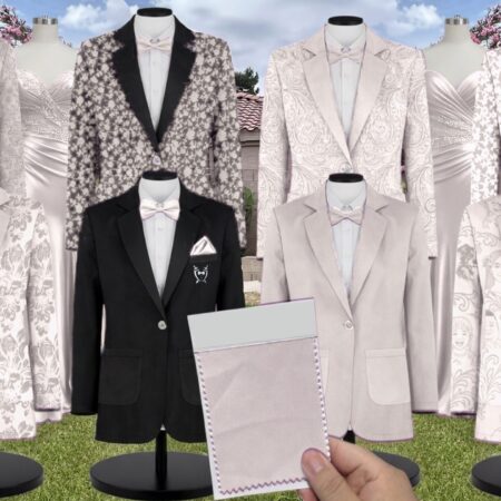 Neutral Champagne White Vines Suit and Tuxedo – Exact Color Match for Birdy Grey Bridesmaid Dresses