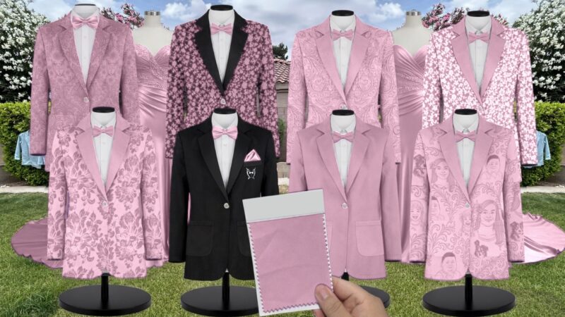 Orchid Matte Satin Suit and Tuxedo – Exact Color Match for Birdy Grey Bridesmaid Dresses
