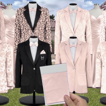Pale Blush Chiffon Suit and Tuxedo – Exact Color Match for Birdy Grey Bridesmaid Dresses