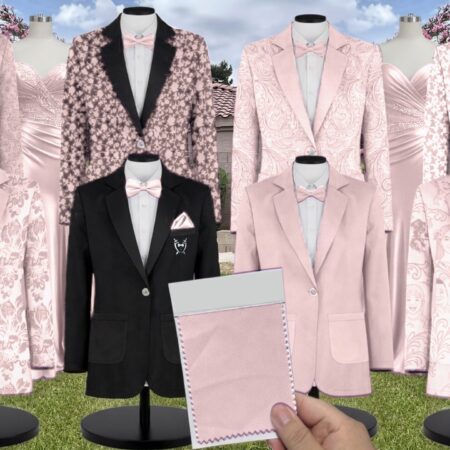 Pale Blush Matte Satin Suit and Tuxedo – Exact Color Match for Birdy Grey Bridesmaid Dresses