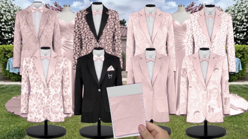 Pale Blush Matte Satin Suit and Tuxedo – Exact Color Match for Birdy Grey Bridesmaid Dresses