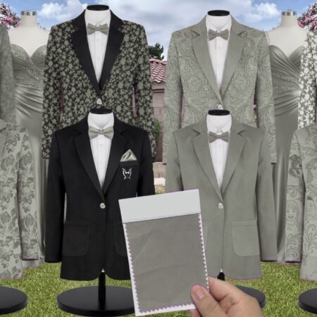 Sea Glass Matte Satin Suit and Tuxedo – Exact Color Match for Birdy Grey Bridesmaid Dresses