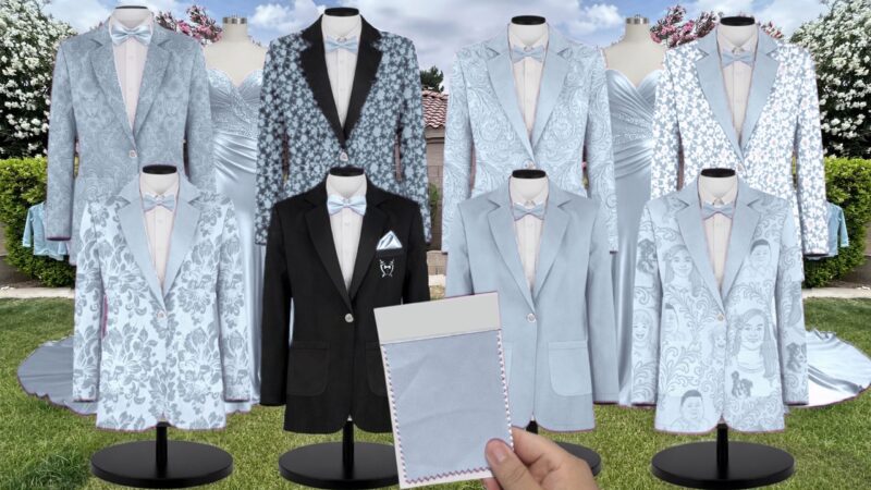Sky Blue Chiffon Suit and Tuxedo – Exact Color Match for Birdy Grey Bridesmaid Dresses