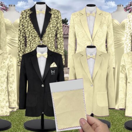 Sunflower White Vines Suit and Tuxedo – Exact Color Match for Birdy Grey Bridesmaid Dresses