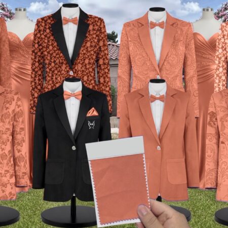 Terracotta Matte Satin Suit and Tuxedo – Exact Color Match for Birdy Grey Bridesmaid Dresses