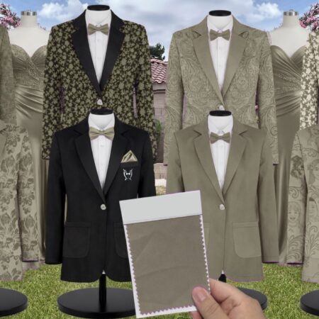 Thyme Chiffon Suit and Tuxedo – Exact Color Match for Birdy Grey Bridesmaid Dresses