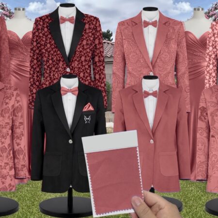 Wild Rose Matte Satin Suit and Tuxedo – Exact Color Match for Birdy Grey Bridesmaid Dresses