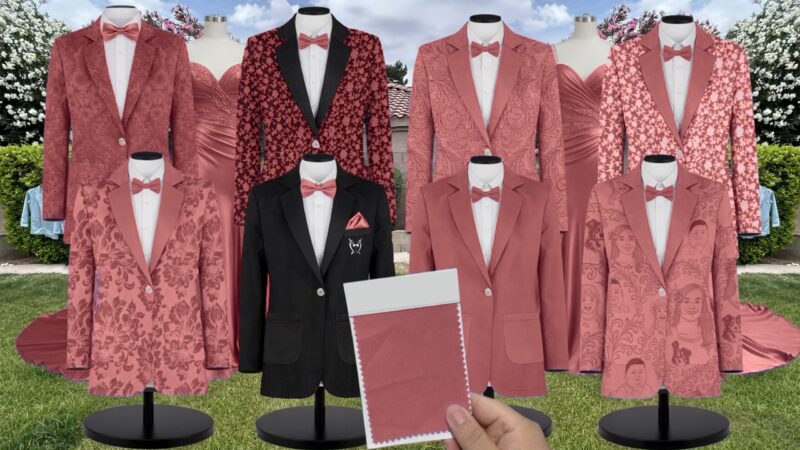 Wild Rose Matte Satin Suit and Tuxedo – Exact Color Match for Birdy Grey Bridesmaid Dresses
